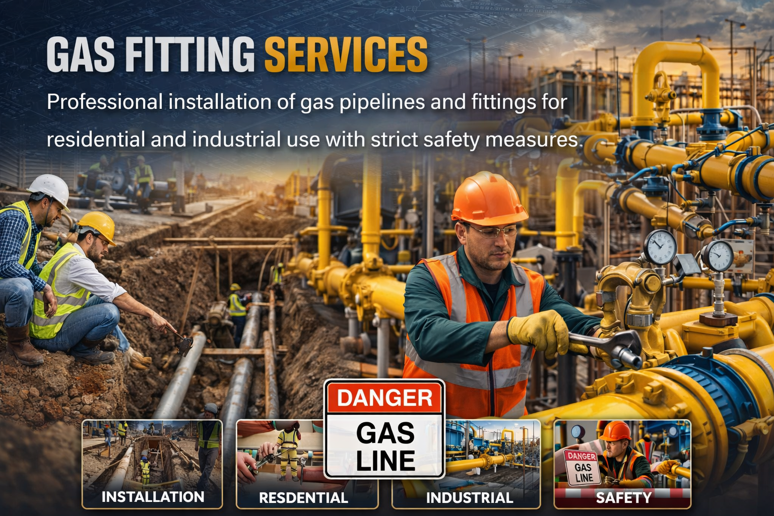 Construction and allied engineering works including structural, electrical, and finishing services